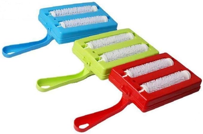 Handheld Carpet Table Crumb Sweeper Plastic Dual Brush Cleaner Collector Roller (random