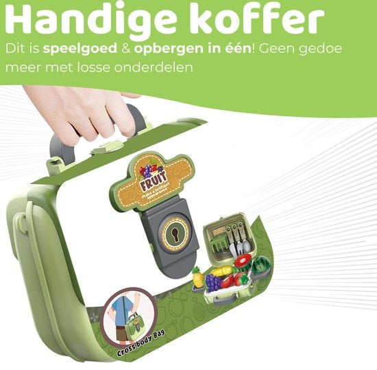 Toy Kitchen Suitcase Set Fruit & Cutlery Play Set | Kitchen