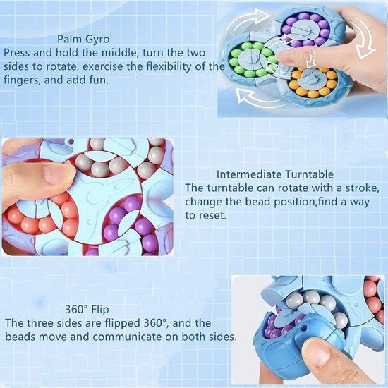3-in-1 Fidget Spinner Magic Bean Rotating Cube Toy Double Flip Triangle