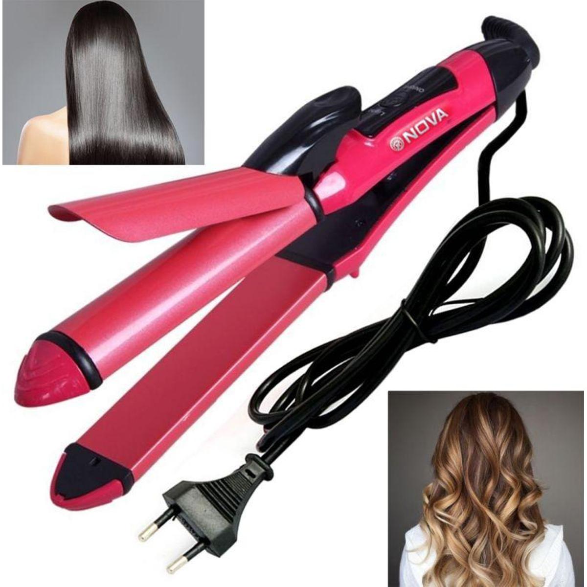 2-in-1 Nova Hair Straightener and Curler Dual-Use Styling Tool with Quick