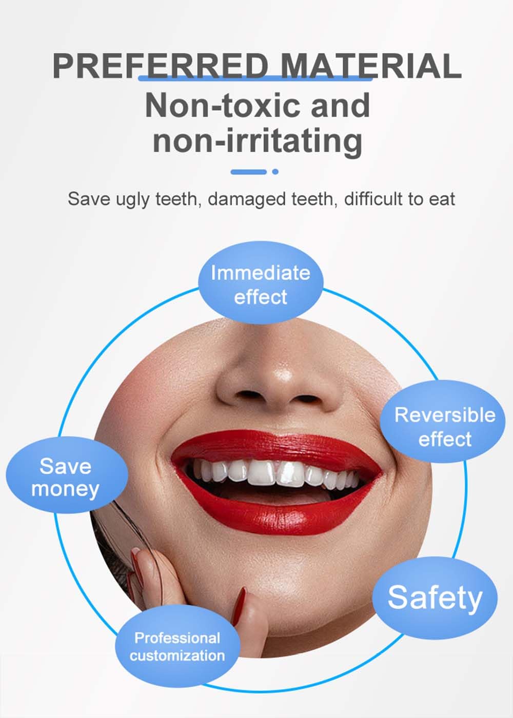 Snap-On smile for Beautiful Smiles Temporary Comfort Fit Whitening Instant Transformation for