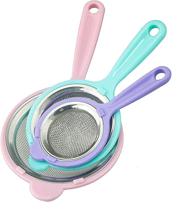 Colorful Stainless Steel Mesh Tea Strainer with Plastic Handle Fine Sieve