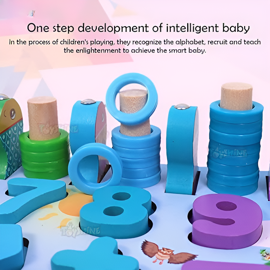 Wooden Puzzle Sorting Learning Board Toys | ABC, Numbers, Shapes, Abacus, Fish