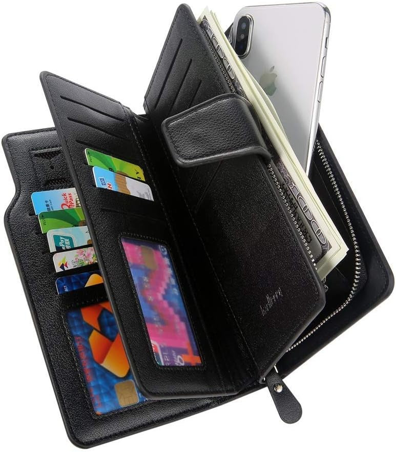 Baellerry Men's Leather 2nd Bag, Large Capacity, Coin Purse, Zip Around Wallet,