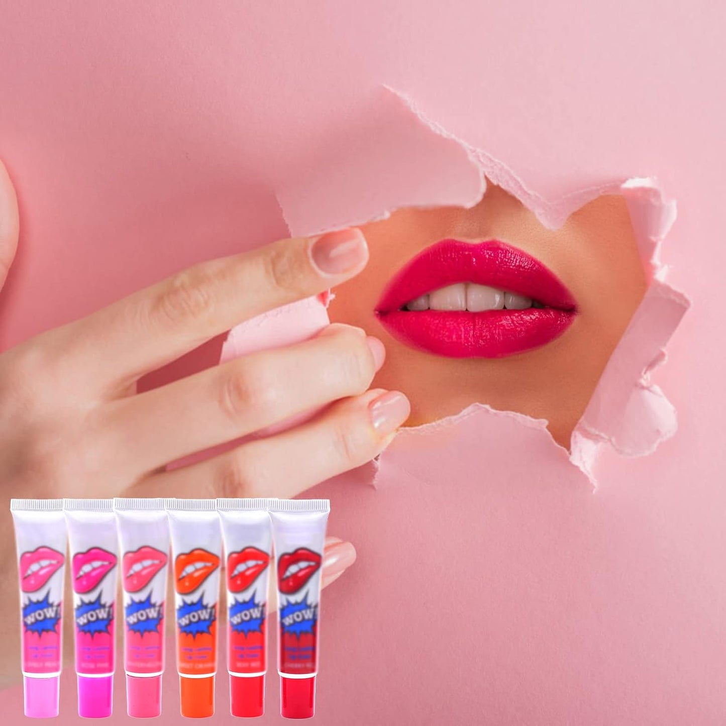 Pack Of 6 High Pigmented Lip Gloss Lipstick Tattoo Peel Off Durable