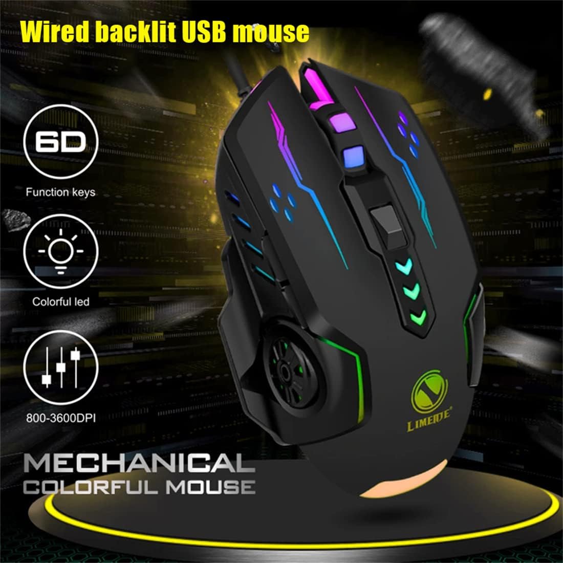 Gaming Glowing Mouse Backlit E-sports Colorful LED Light Mouse For Laptop PC