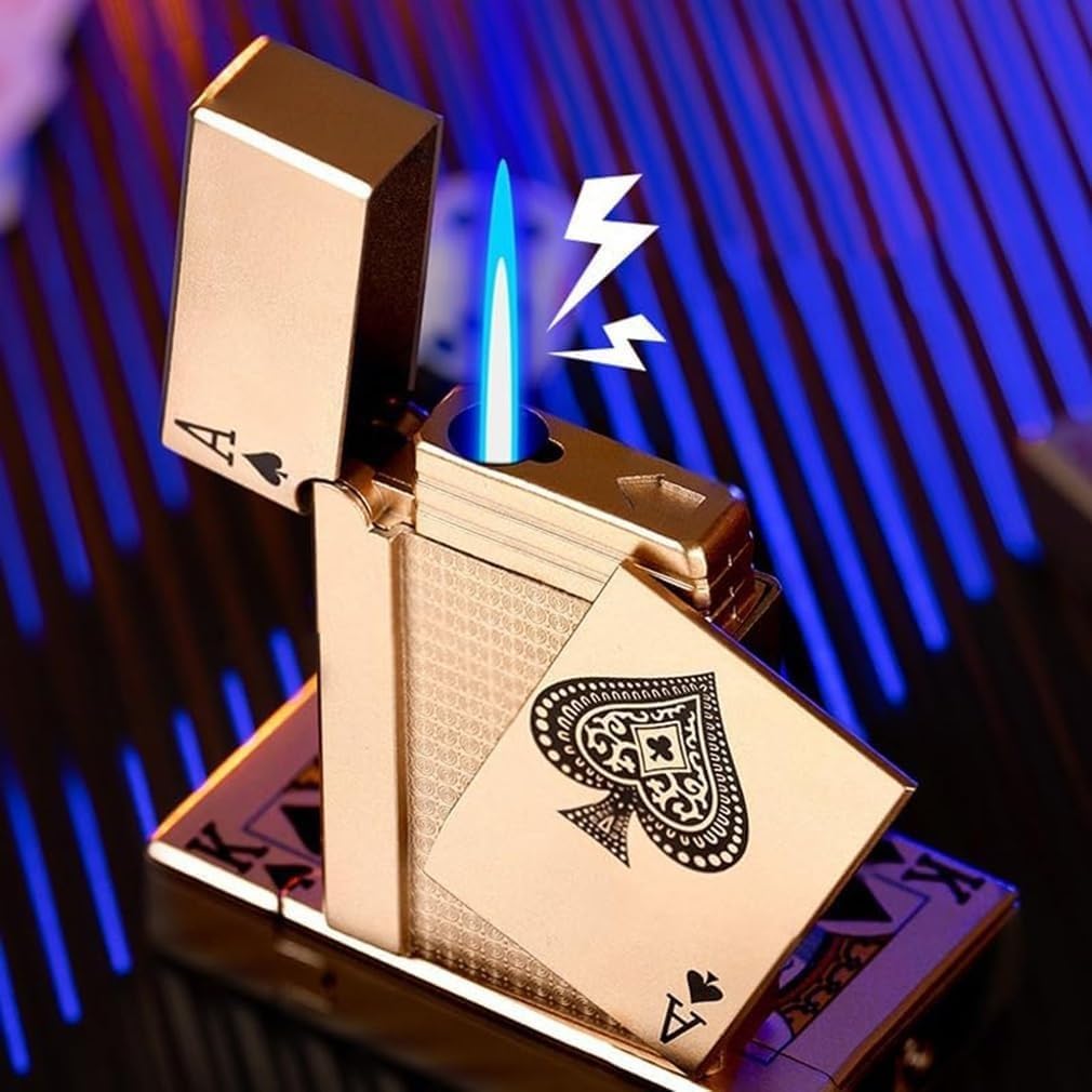 Jet Torch Playing Card Lighter, Green Flame Ace Card Lighter Windproof Refillable
