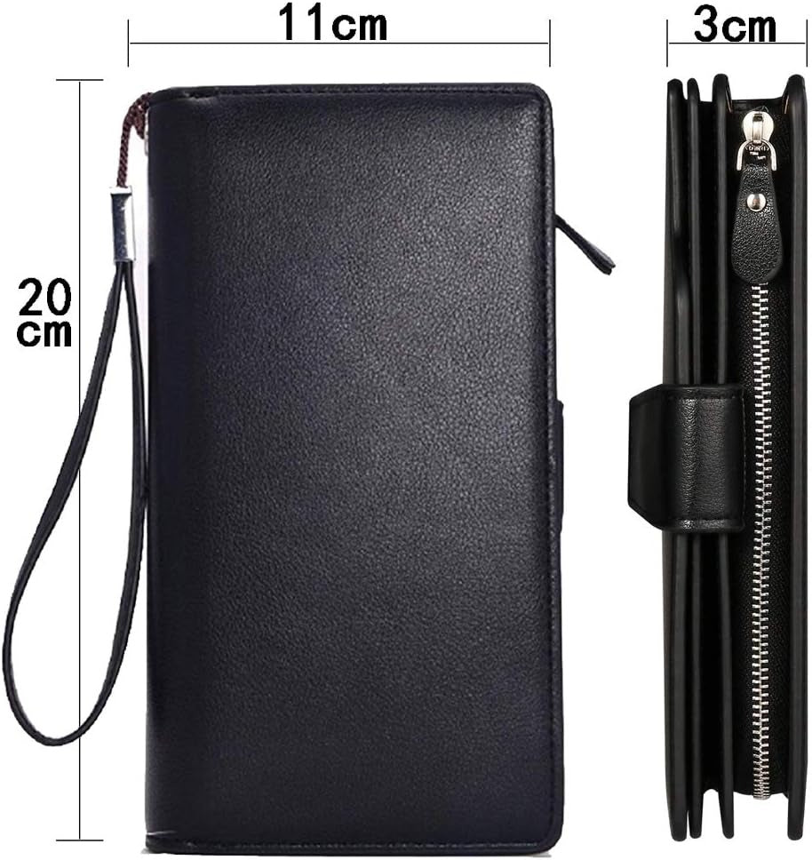 Baellerry Men's Leather 2nd Bag, Large Capacity, Coin Purse, Zip Around Wallet,