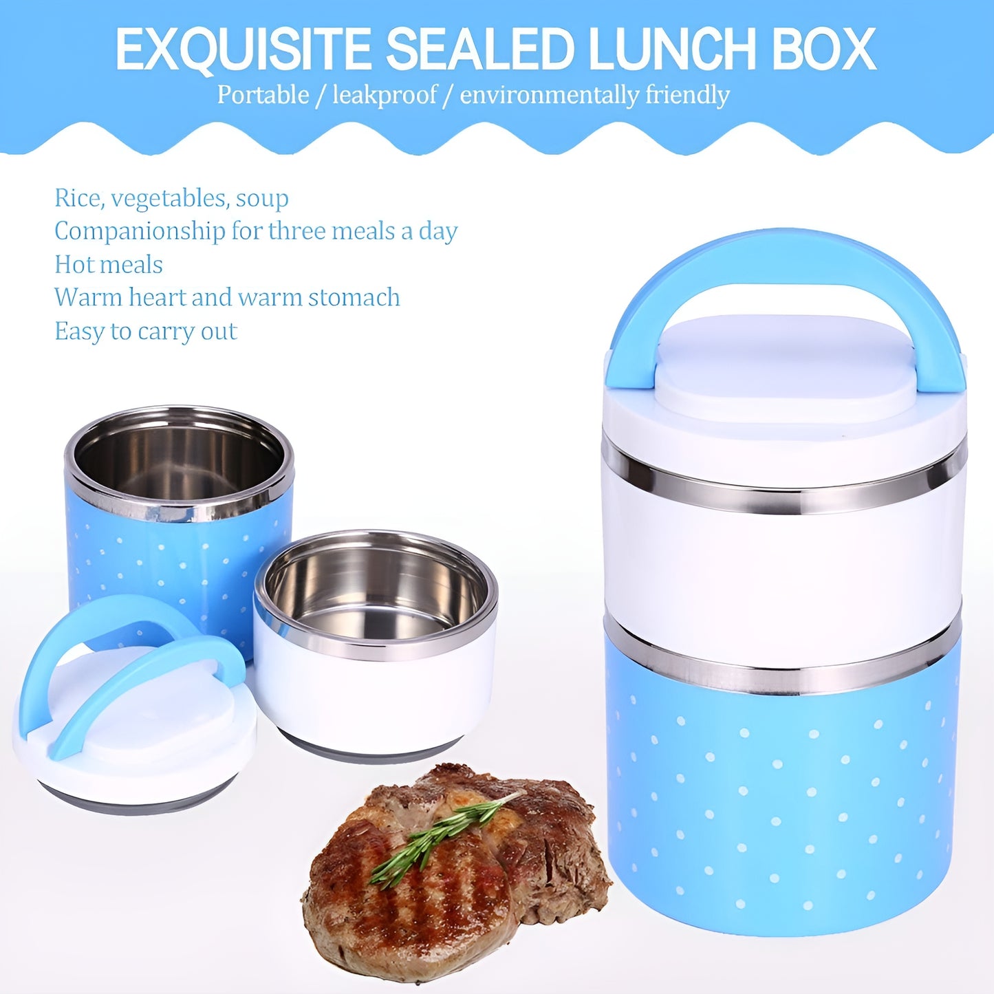 Lunch Box 2 Layer For Kids and Adults (random color)