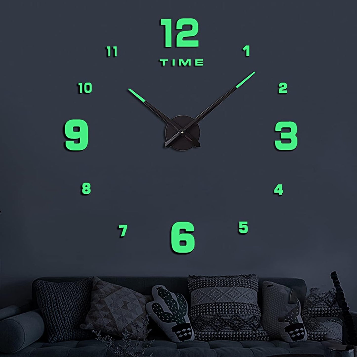 Wooden Numbers Wall Clocks Round Dial only Glow in The Dark Clock