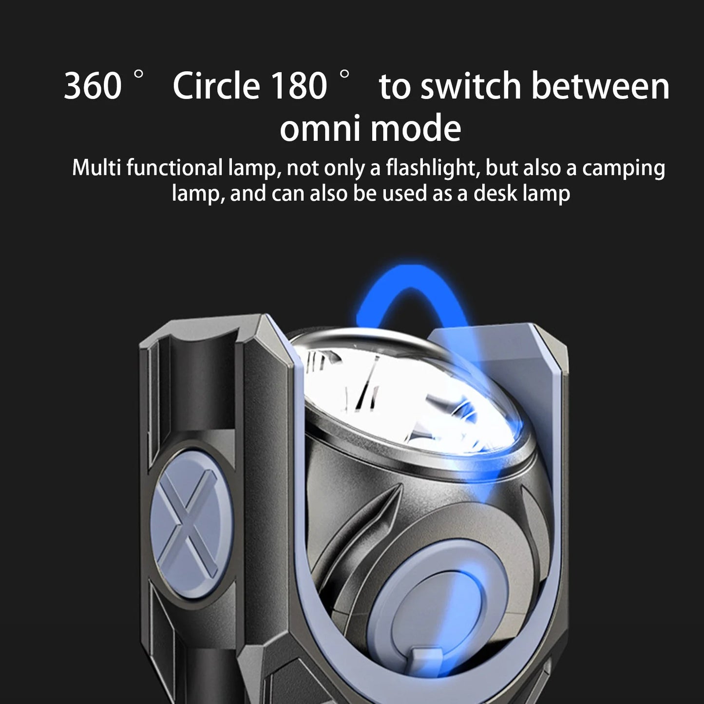360 Degree Rotating Flashlight Outdoor Led Flashlight Rechargeable Torch for Camping Outdoor