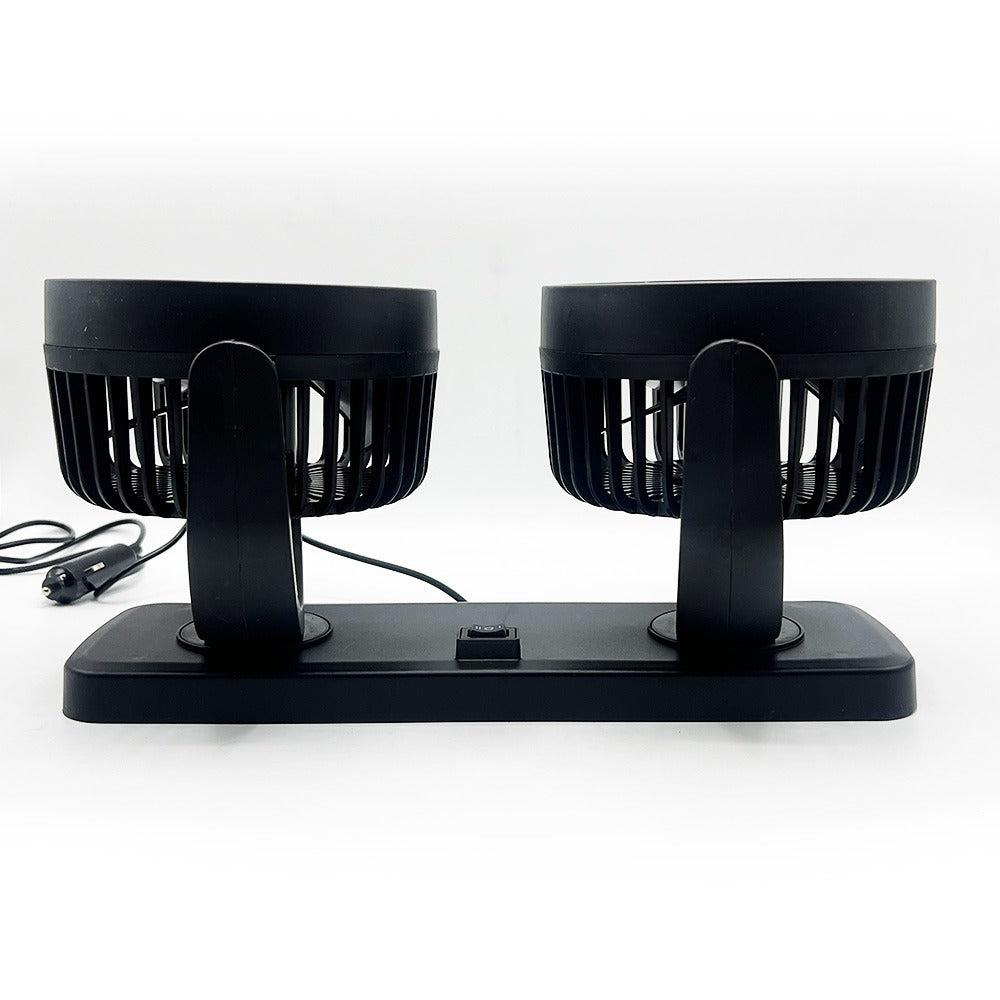 Car Fan Dual Head 4-Inch 12V/24V 360° Rotating Low Noise Cooling