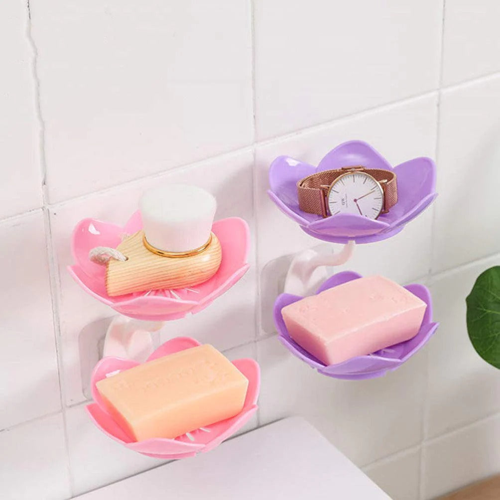 Wall Mounted Double Layer Lotus Flower Shaped Soap Holder (random color)
