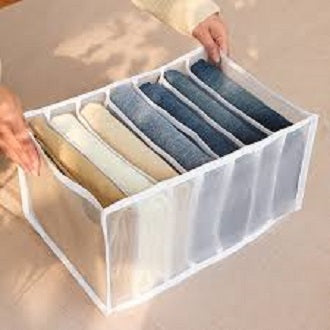 7 Grids Washable Wardrobe Clothes Organizer, Jeans Compartment Storage Box, Clothes Drawer