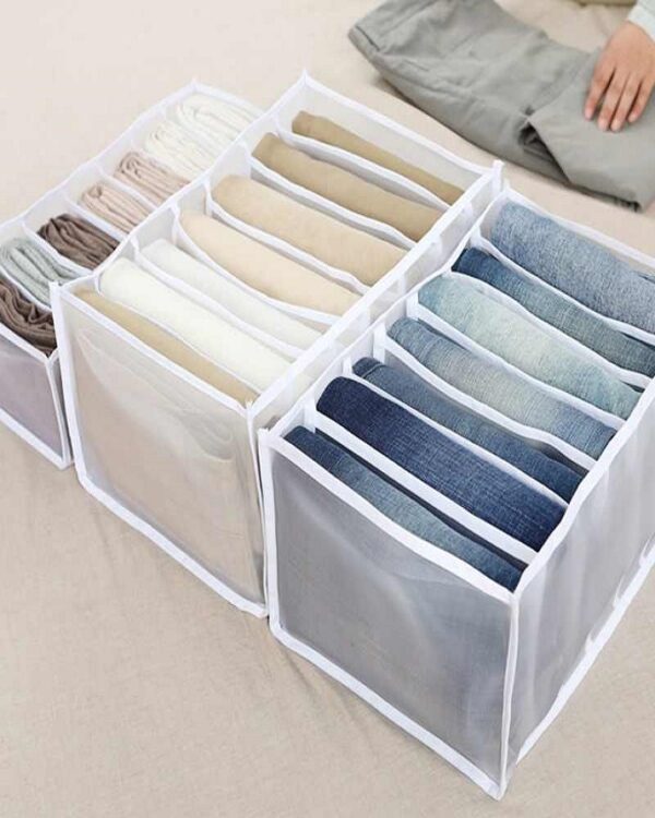 7 Grids Washable Wardrobe Clothes Organizer, Jeans Compartment Storage Box, Clothes Drawer