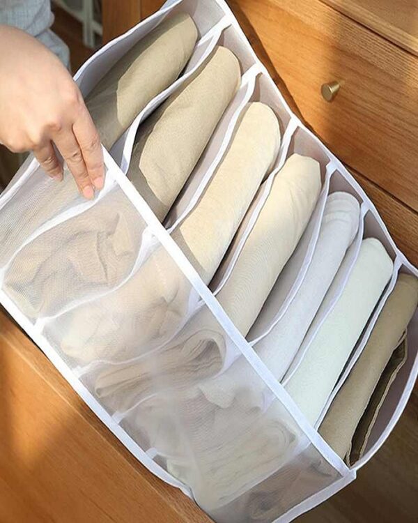 7 Grids Washable Wardrobe Clothes Organizer, Jeans Compartment Storage Box, Clothes Drawer