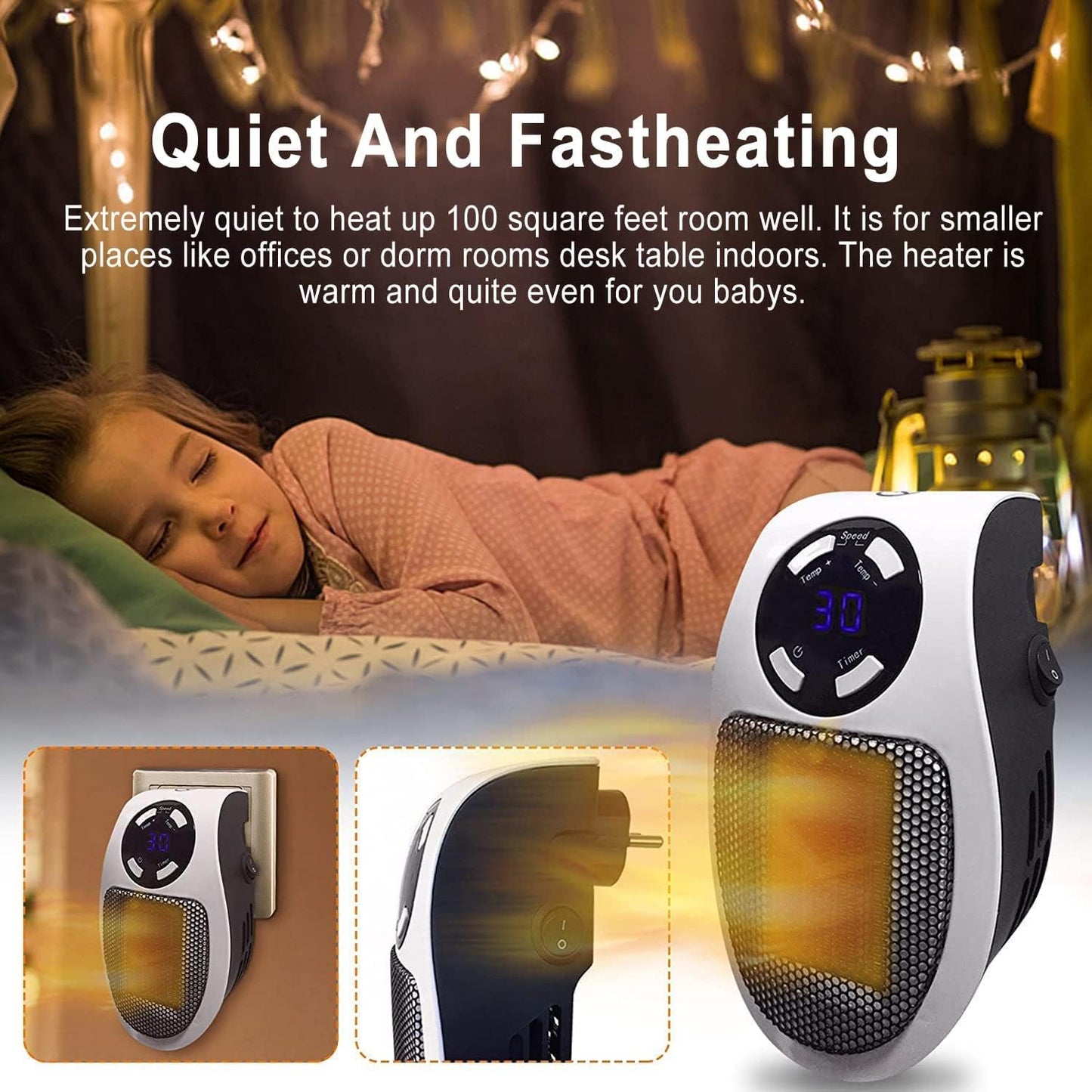 Portable Electric Heater Fan Heater Electric Ceramic Fan Energy-Saving Heater Safe Quiet