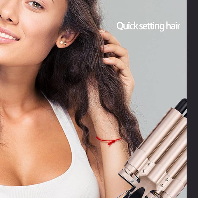 Hair Crimper, 5 Barrel Easy Curling Iron Wand 14 Levels Temperature Adjustable