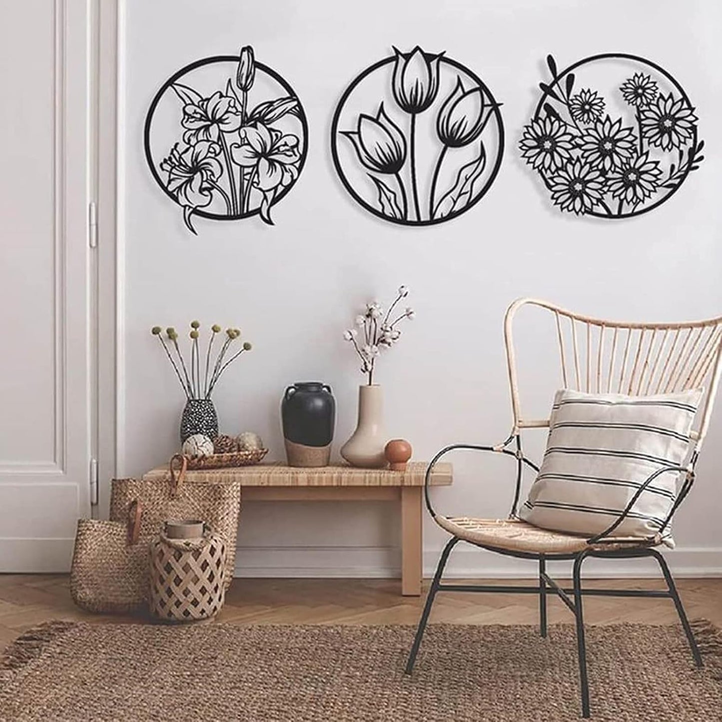 (3 pcs set )3D floral abstract Wooden Wall Art & Home Decoration