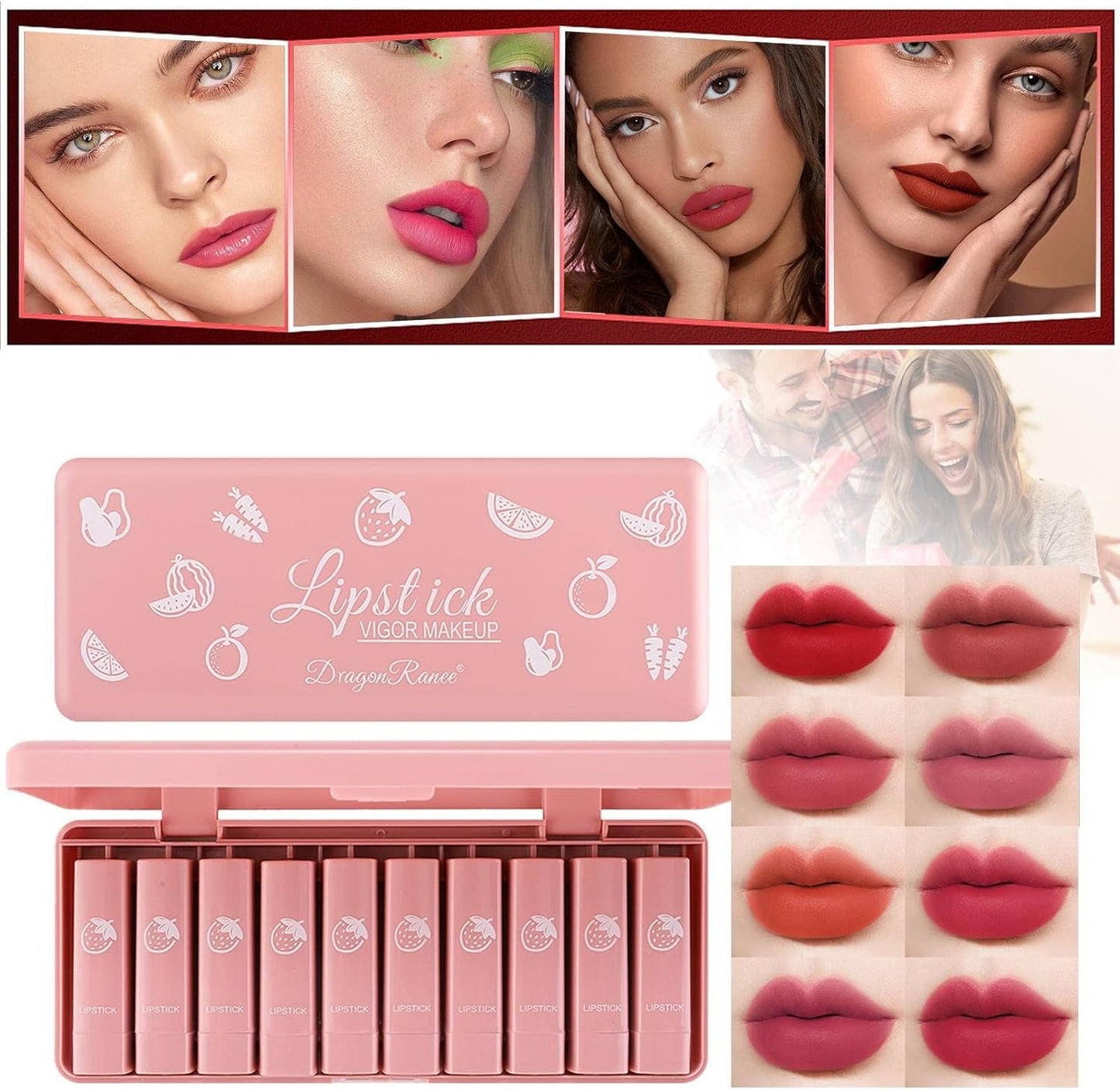 10pcs Dragon Ranee Lipsticks Set Waterproof & Long-lasting | Best Quality Waterproof