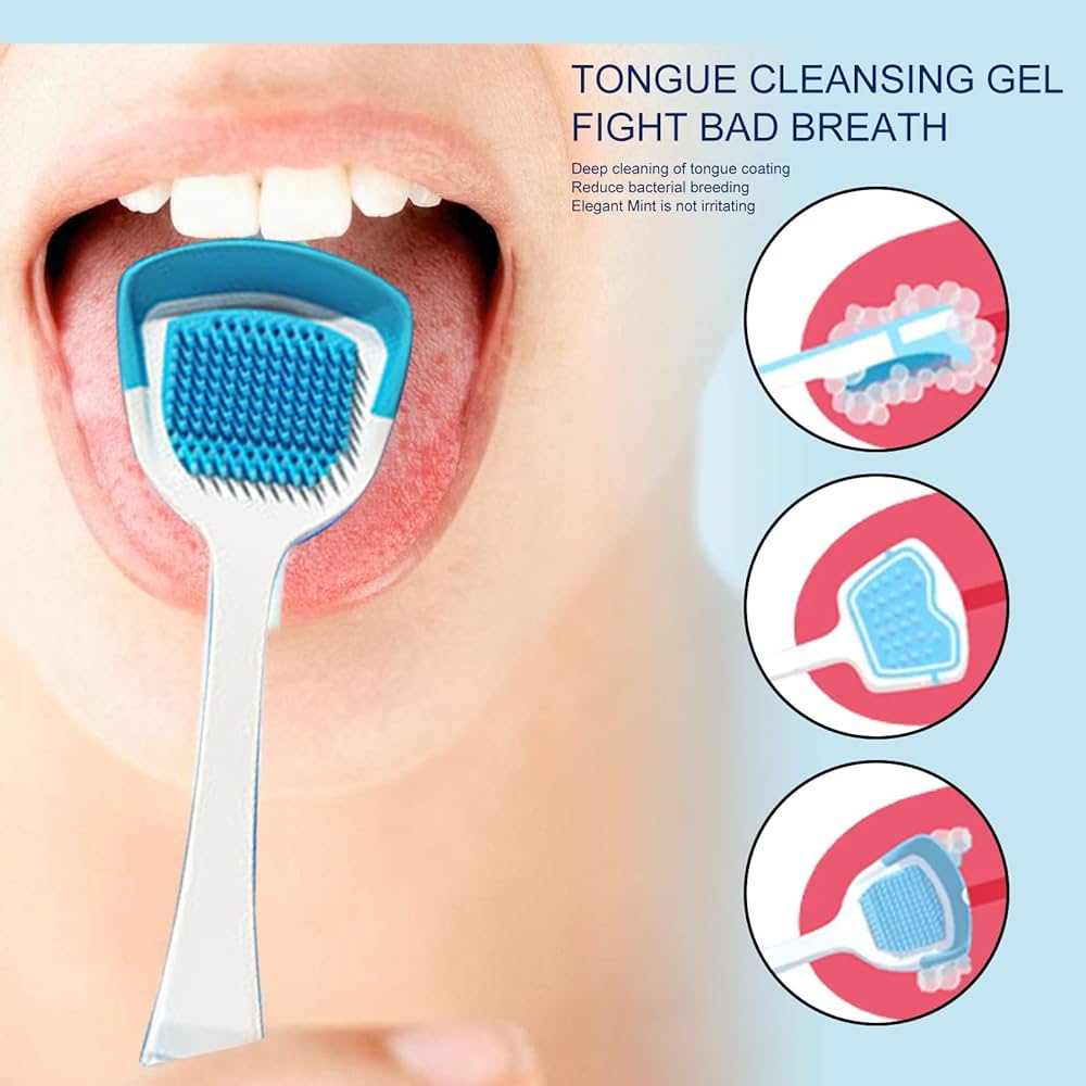 Tongue Cleaner Brush with Soft Silicone Bristles Oral Hygiene Tool for