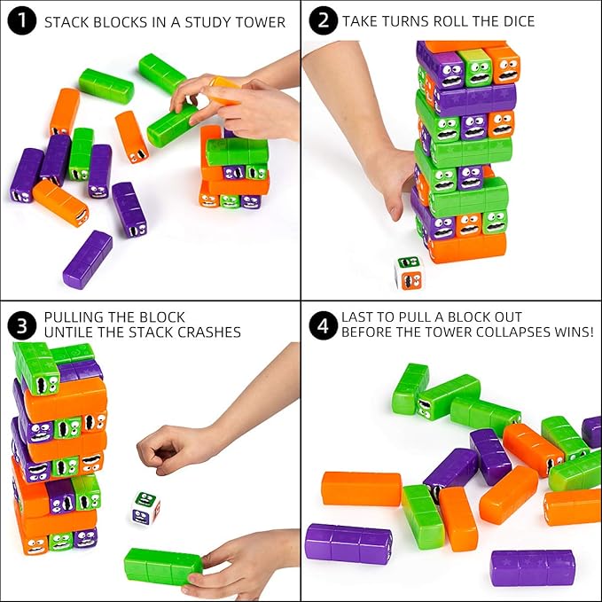 Wobbly Worms Tower Balancing Game | Tower Tumbling Stacking Board Games Building