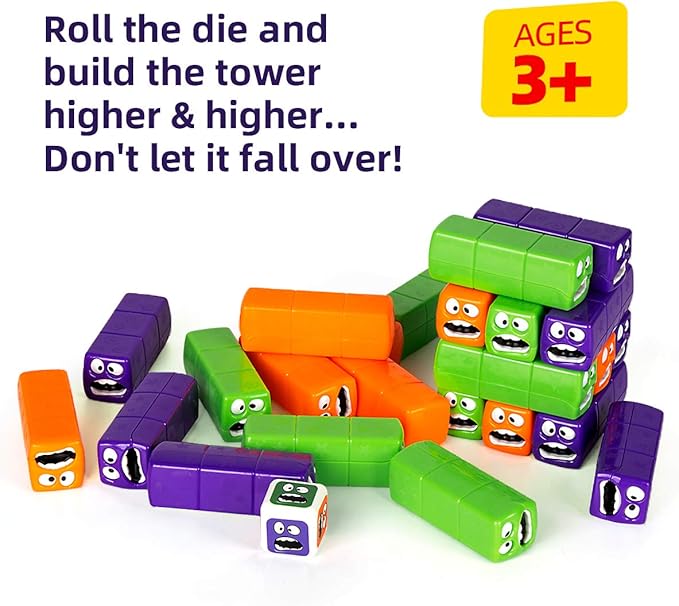 Wobbly Worms Tower Balancing Game | Tower Tumbling Stacking Board Games Building