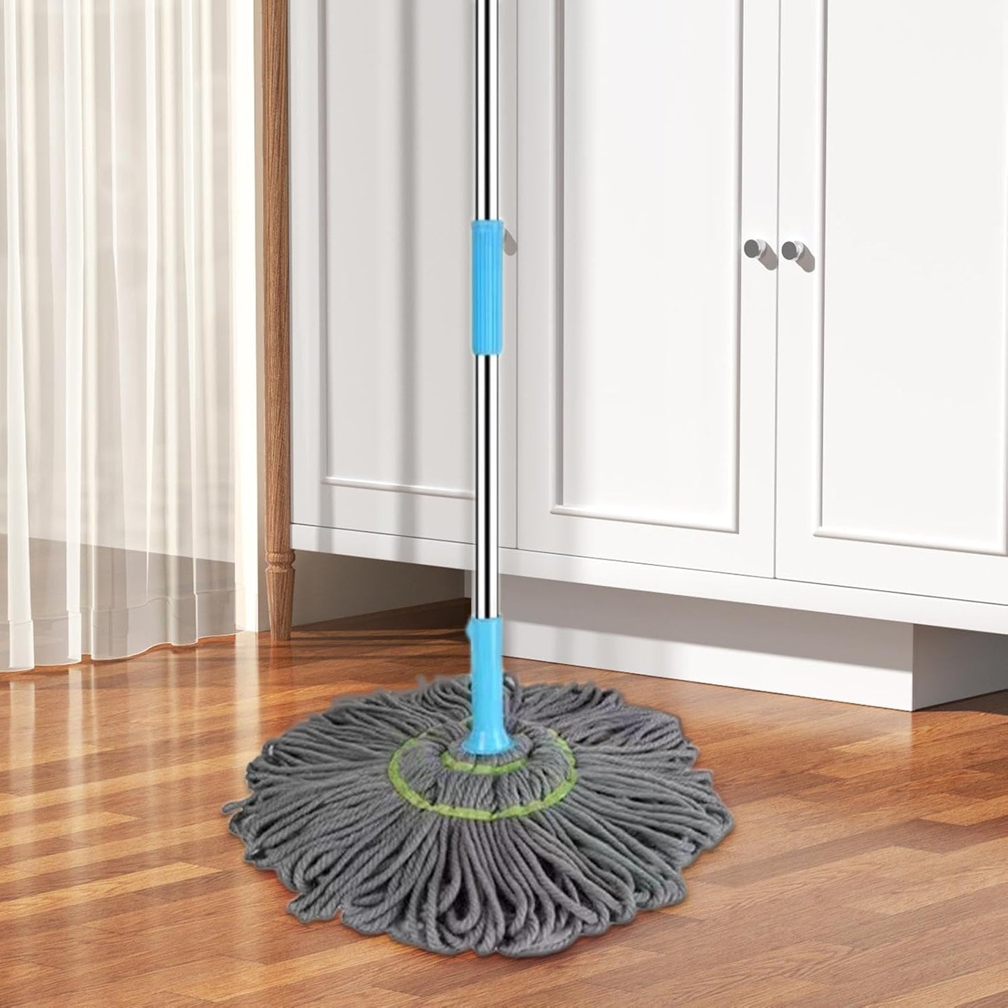 Extendable Twist Mop Fine Fiber Floor Mop - 2-in-1 Rotatable Adjustable Mop