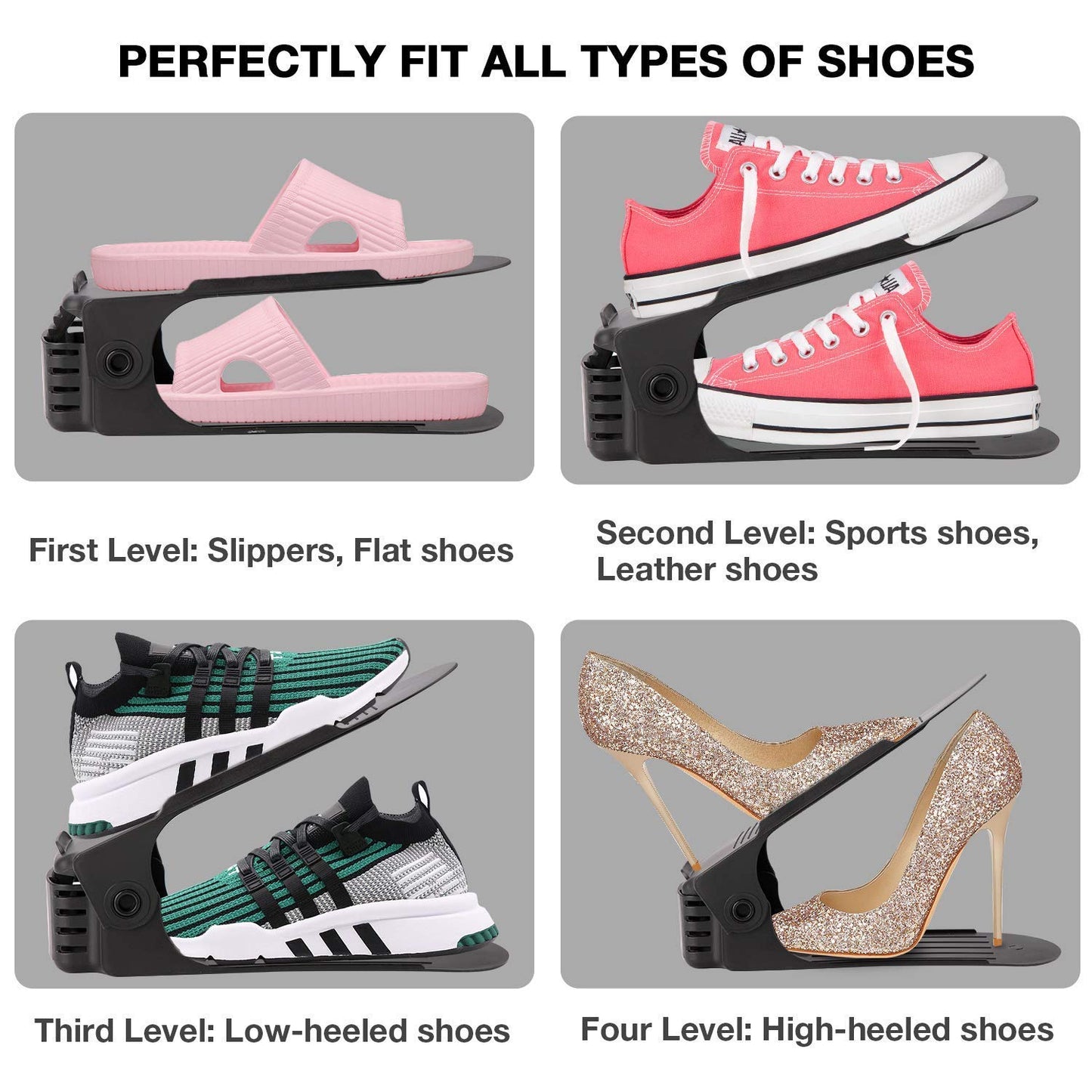 Double Layer Adjustable Shoe Bracket Storage Shoe Rack | 2 In 1