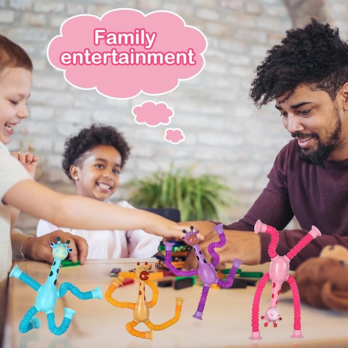 1 Pcs of Animal Pop Tubes Cartoon Giraffe Suction Cup Toys Kids