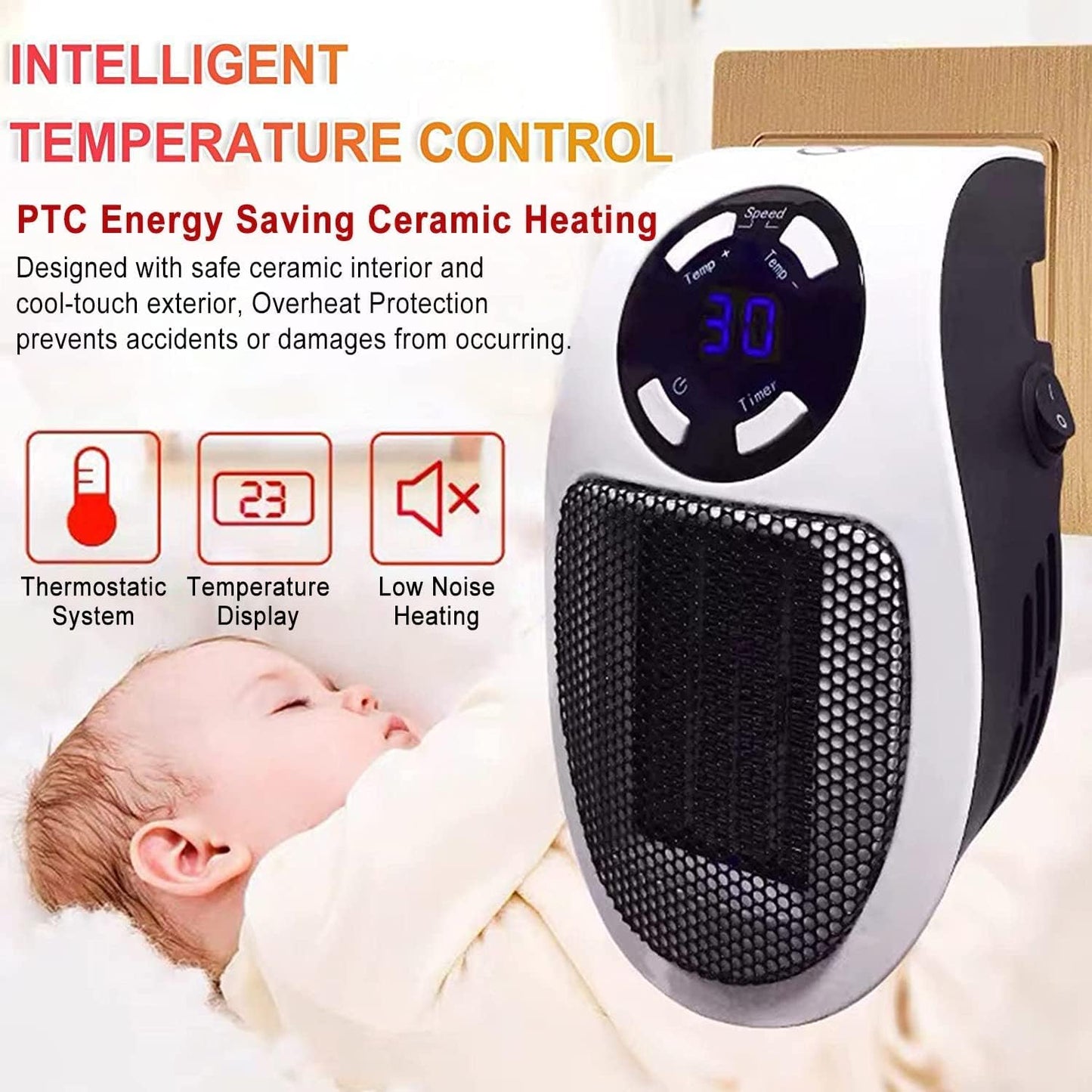 Portable Electric Heater Fan Heater Electric Ceramic Fan Energy-Saving Heater Safe Quiet