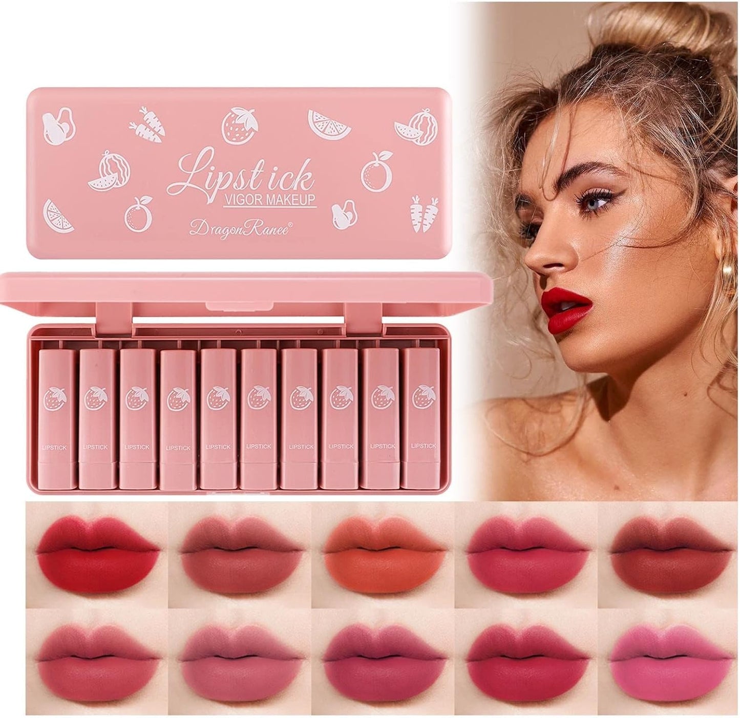 10pcs Dragon Ranee Lipsticks Set Waterproof & Long-lasting | Best Quality Waterproof