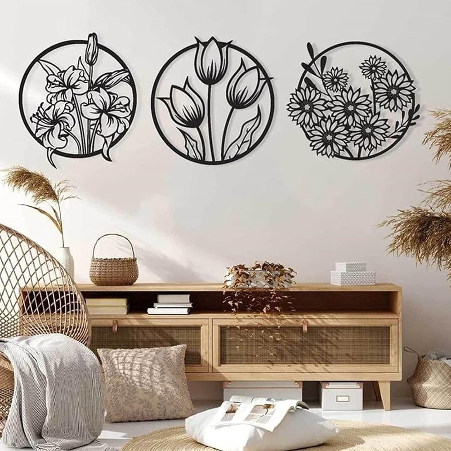 (3 pcs set )3D floral abstract Wooden Wall Art & Home Decoration