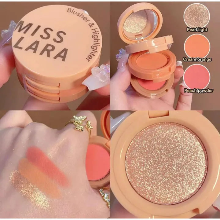 3 In 1 Matte Highlighter Blush Palette Pearly Blusher Shimmer Brighten Silkworm