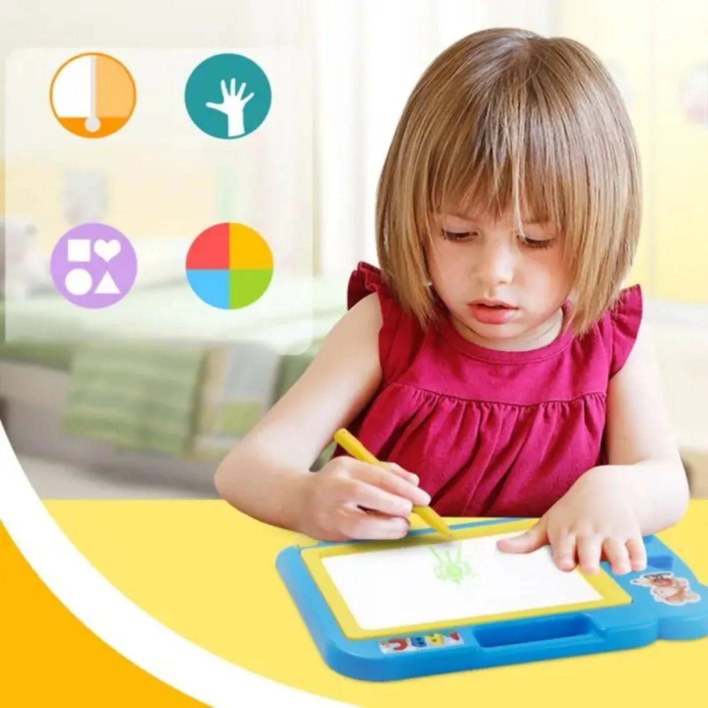 Magnetic Learning Drawing Board for Kids Erasable Doodle Pad with Pen,