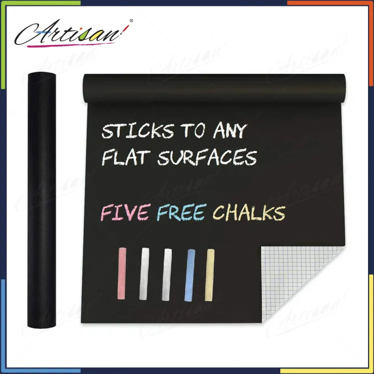 Artisan - Blackboard Chalkboard Vinyl Sticker Washable, Reusable - DIY Black Board