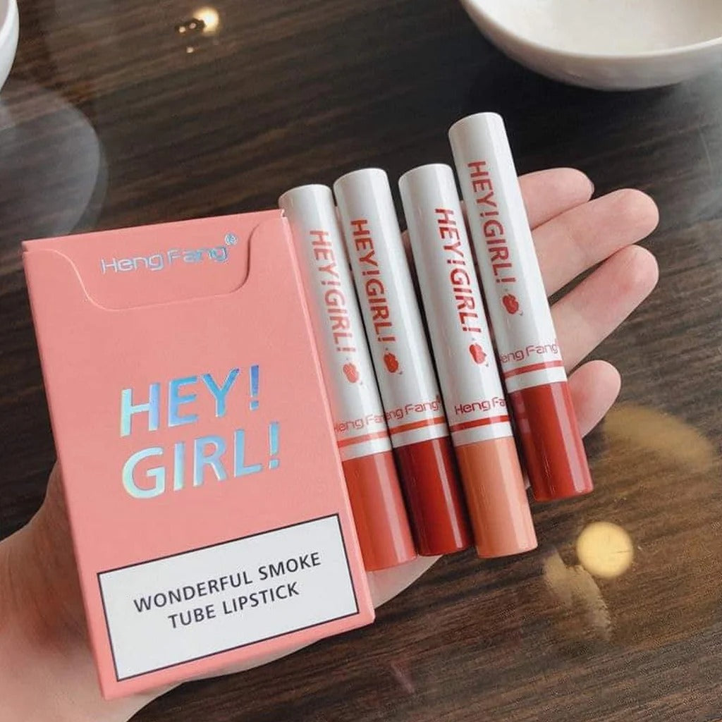 4-in-1 Trending Lipstick Set Cigarette-Shaped Matte Lipsticks, Long-Lasting, Easy to Apply,