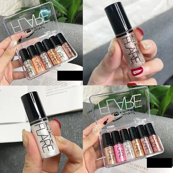 6 PCs set Liquid Glitter Eyeliner, Metallic Shimmer Glitter Eyeshadow, Long Lasting