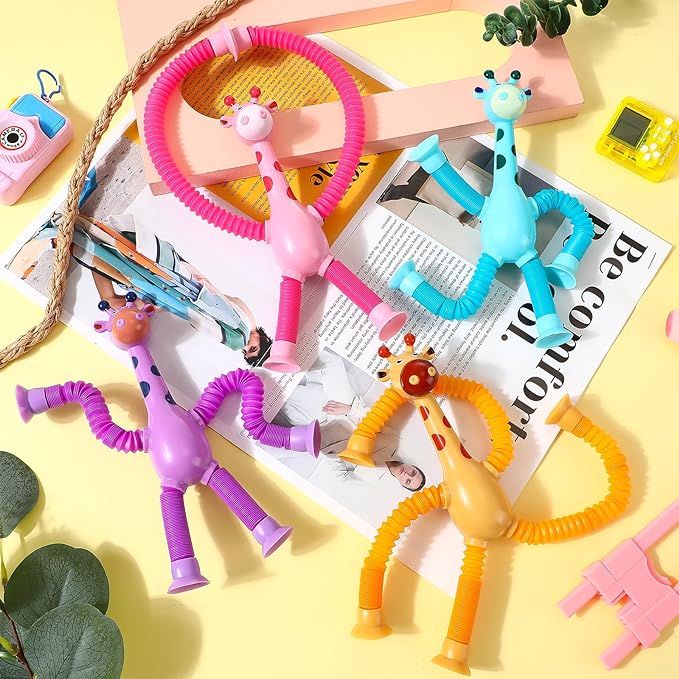 1 Pcs of Animal Pop Tubes Cartoon Giraffe Suction Cup Toys Kids