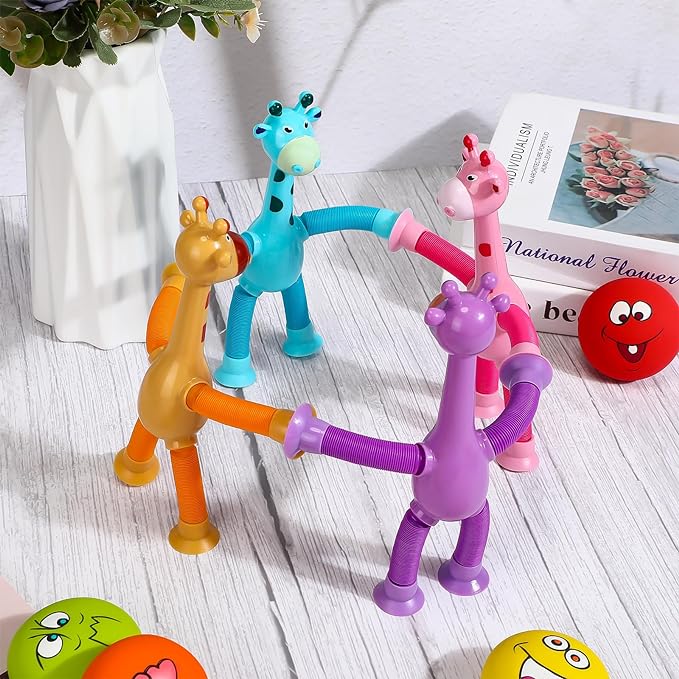 1 Pcs of Animal Pop Tubes Cartoon Giraffe Suction Cup Toys Kids