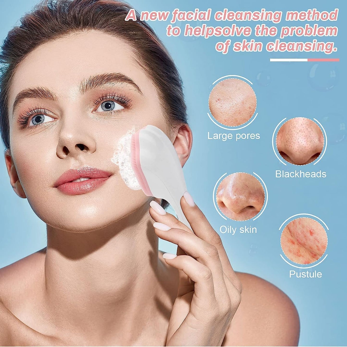 1 pcs Silicone Face Scrubber Exfoliating Brush, Manual Handheld Massager, Facial Cleansing