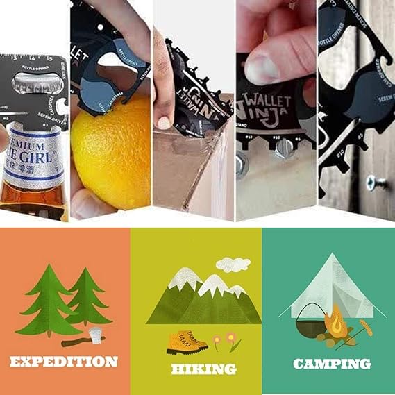 Ninja Wallet 18 in 1 Multifunction Survival Tool Outdoor Screwdriver, Bottle Opener,