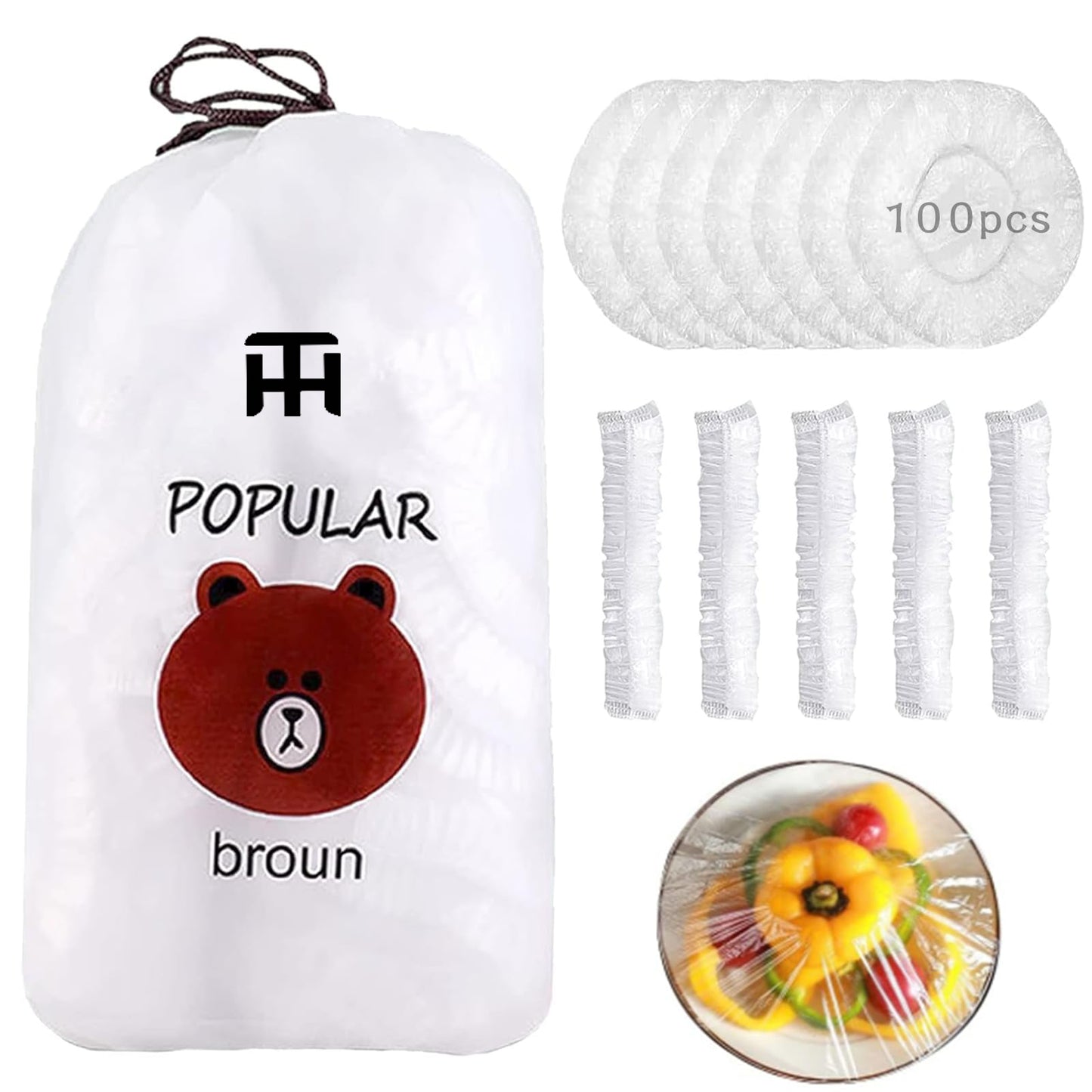 Combo Deal Disposable Food Cover Plastic Wrap 100 Pcs + 2 Pcs