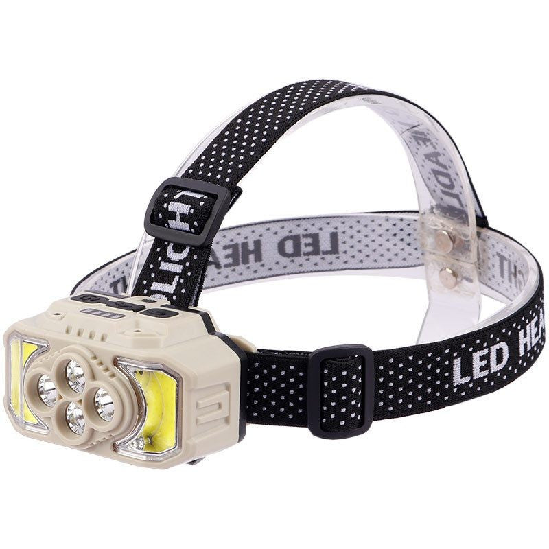 USB Rechargeable LED Miner's Headband Flashlight Lighted with Sensor Camping Work Light