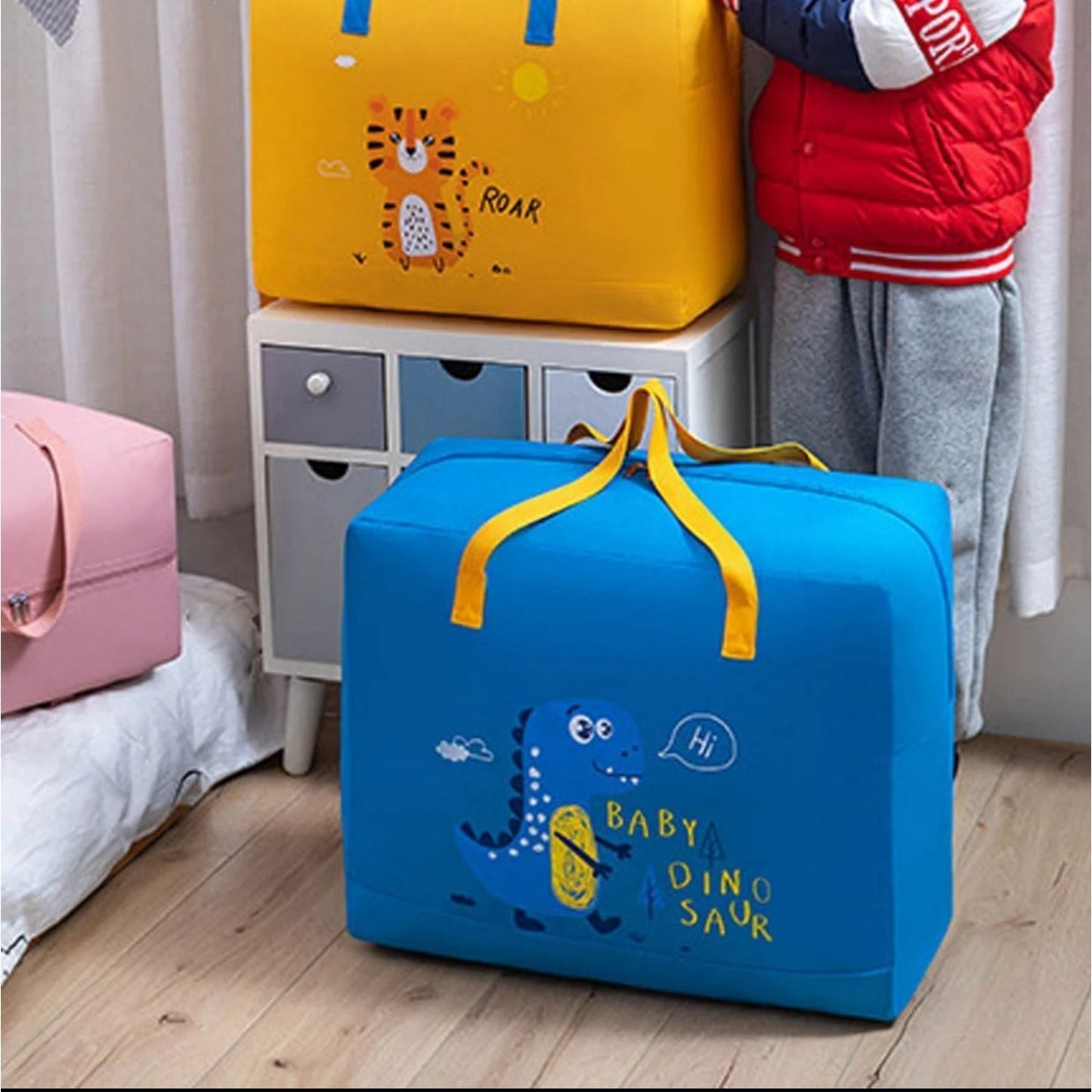 Adorable Baby Dinosaur-Themed Cloth Organizer and Storage Handbag Portable, Lightweight, and