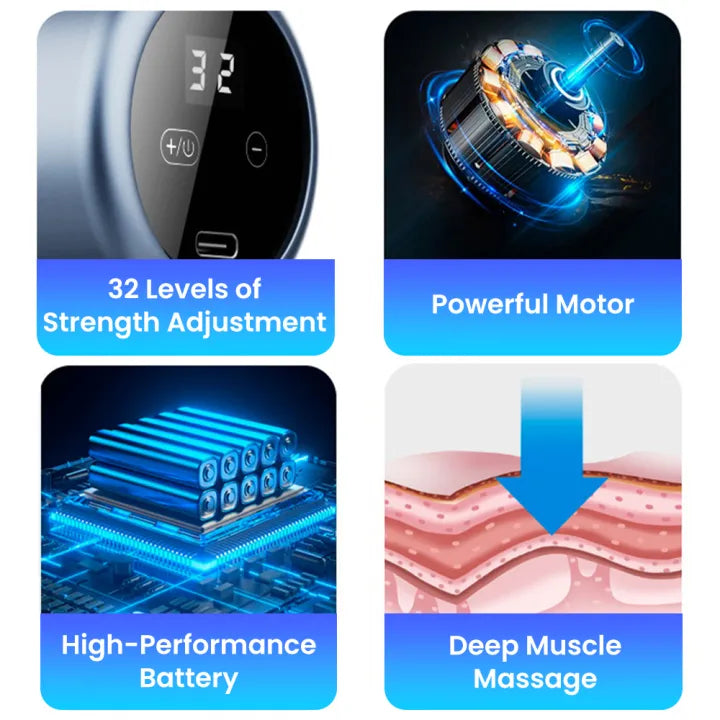 4 in 1 Multi-Function Vibration Massage Gun Professional Ultra Quiet Pain Relief