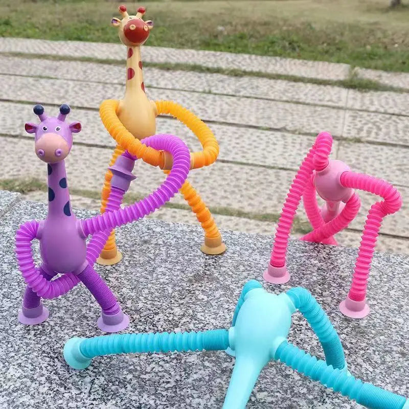 1 Pcs of Animal Pop Tubes Cartoon Giraffe Suction Cup Toys Kids