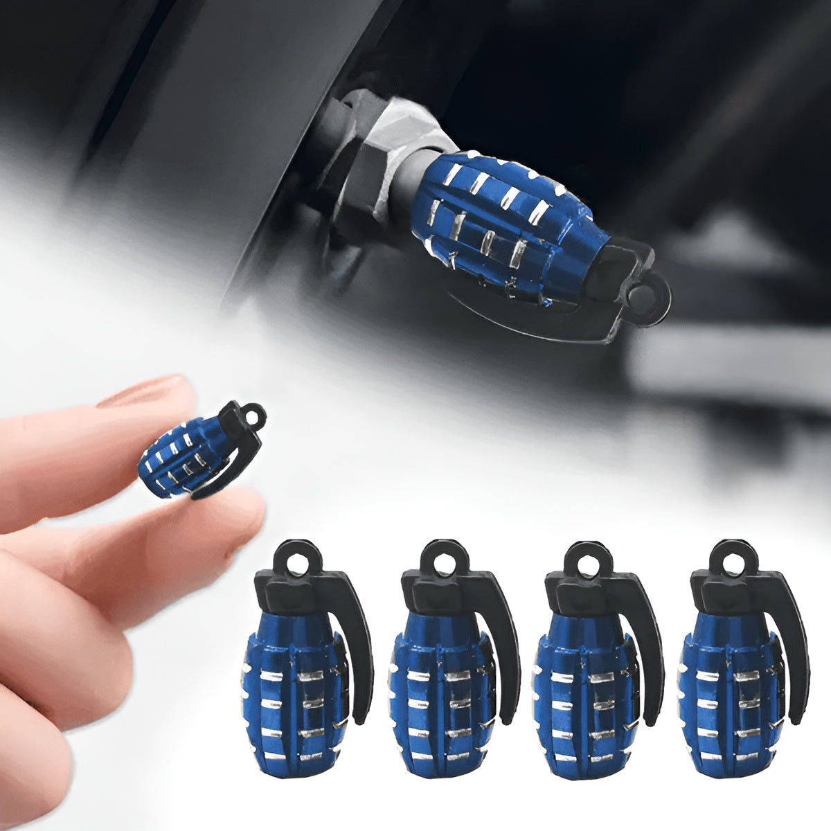 Pack of 2 - Grenade Tyre Air Valve Nozzle Caps for Car