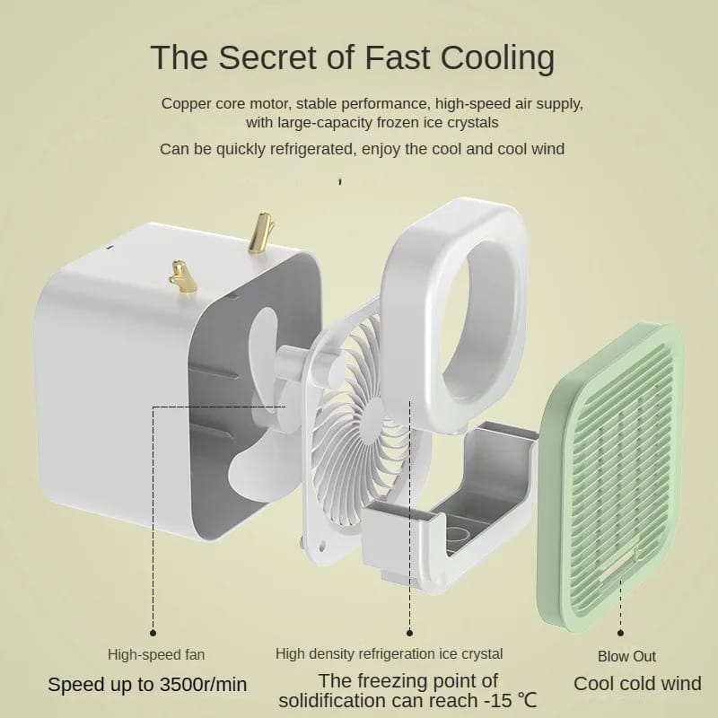 Portable Desktop Air Conditioning Fan | Three Gears Adjustable Strong Cold Air
