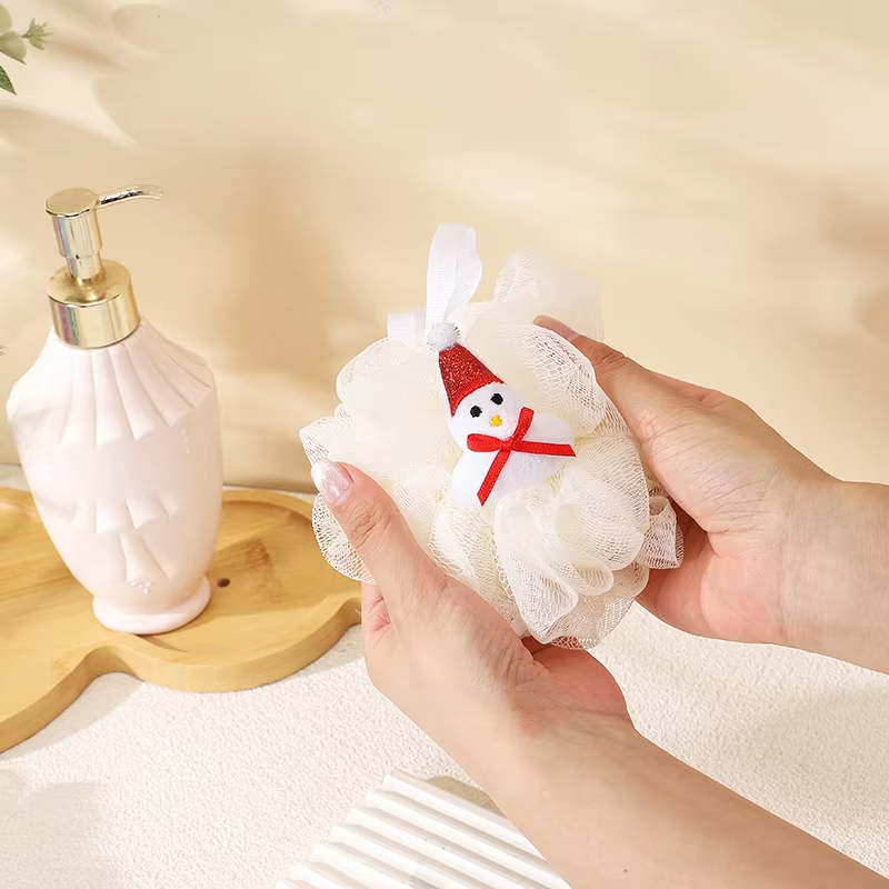 Kids Bath Sponge Ball - Bath Loofah Mesh Pouf Shower Exfoliator Scrubber